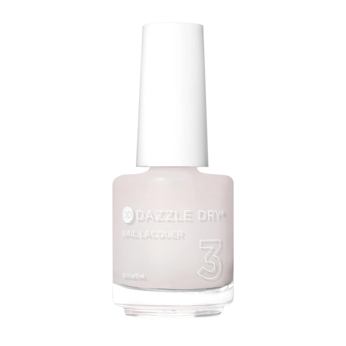 Esmalte Dazzle Dry Prima Ballerina en botella, tono rosado lechoso.
