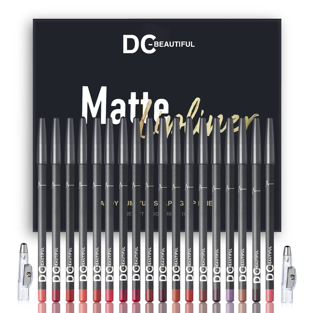 DC-BEAUTIFUL 18-color lip liner set packaging front view highlights premium gift-ready design.