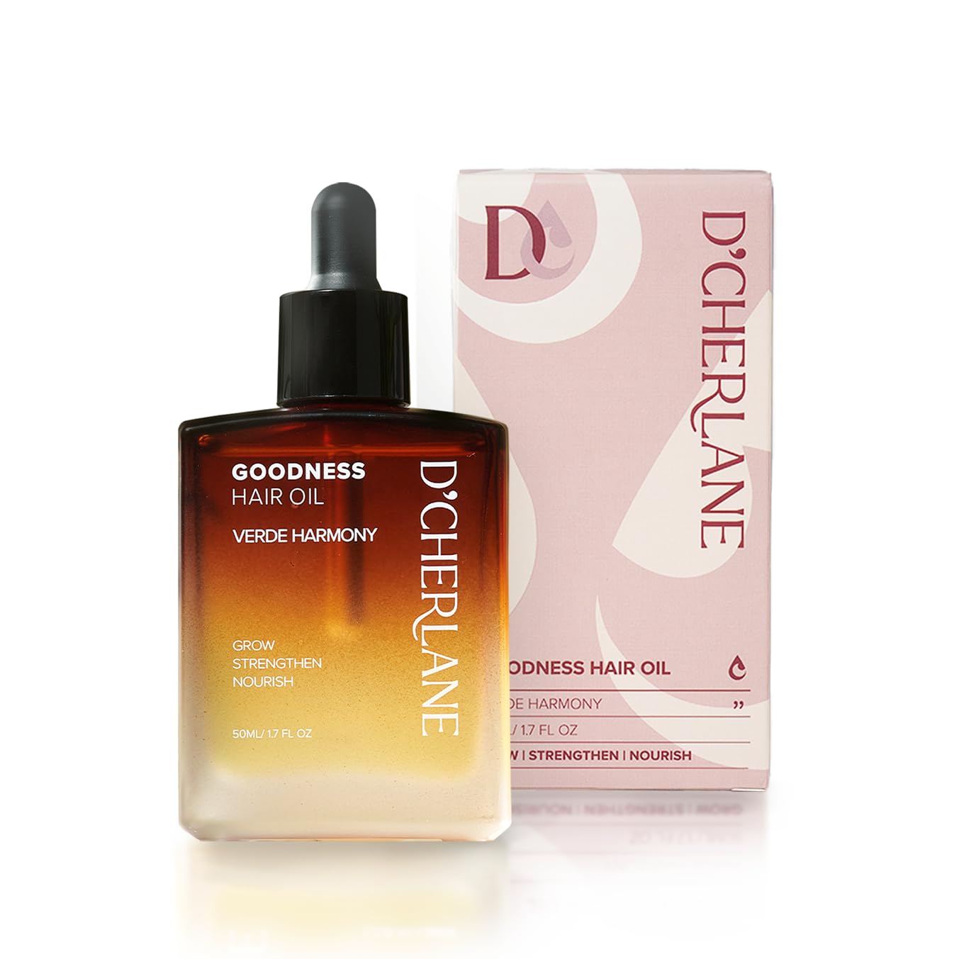 D'Cherlane Hair Growth Oil bottle showing premium scalp nourishment for the brand