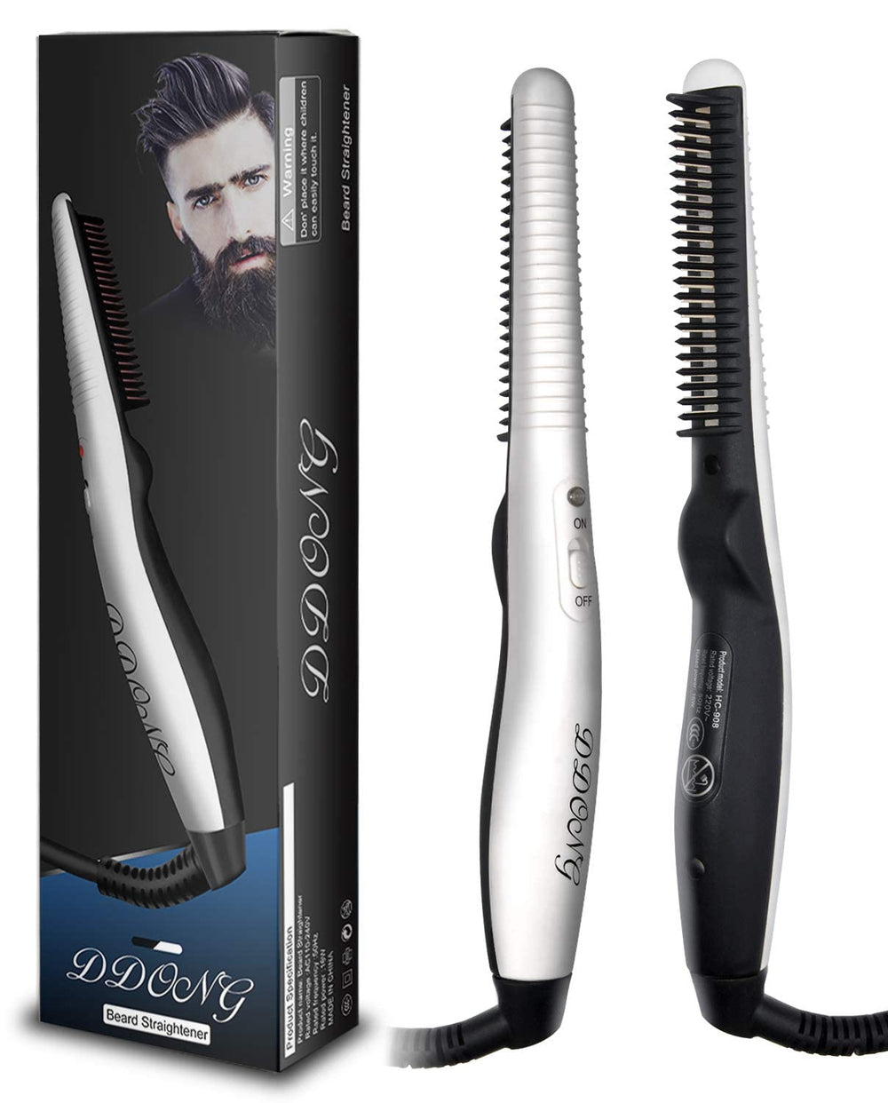 DDONG beard straightener comb product shot showing sleek styling design