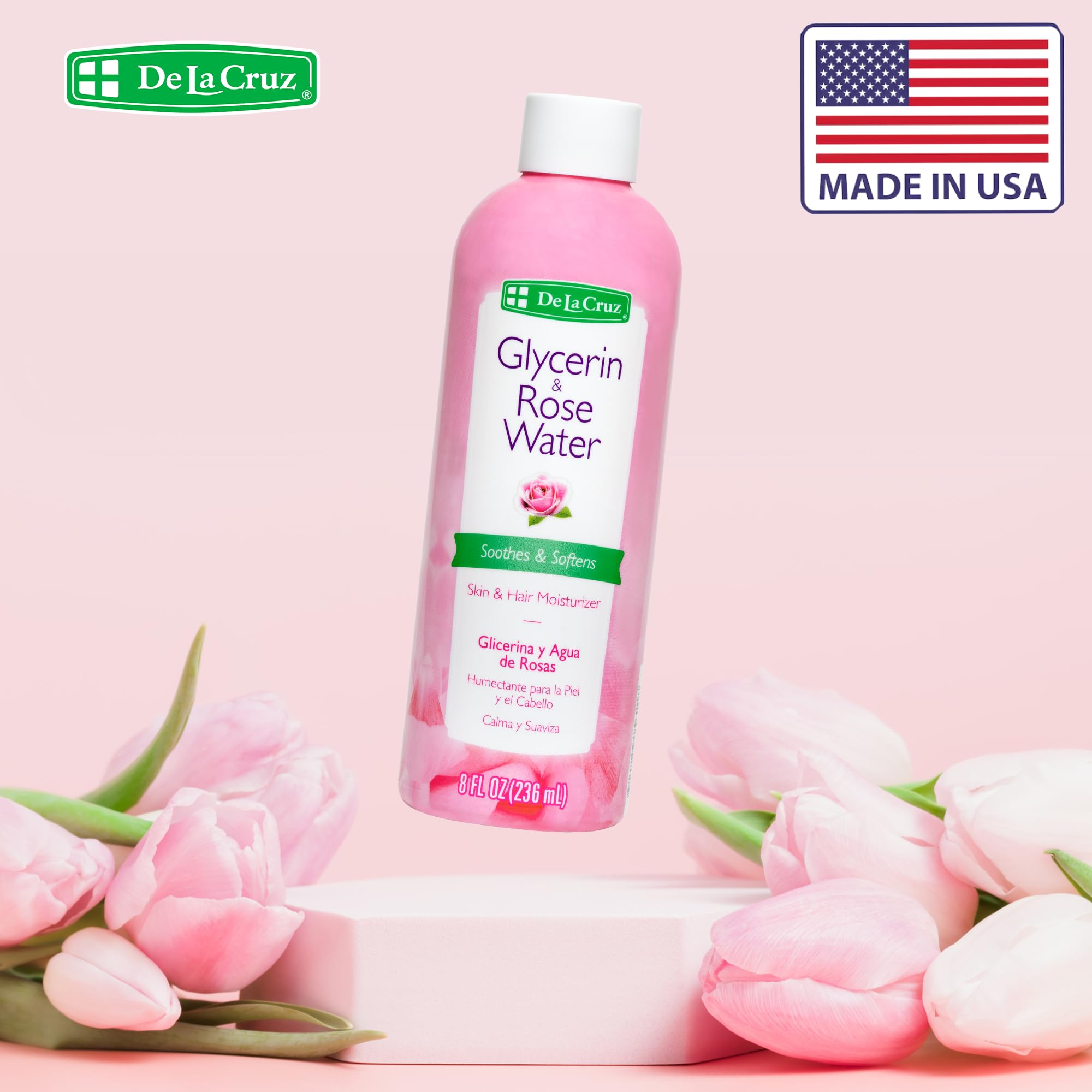 De La Cruz Rose Water aroma image conveys natural fragrance for daily refreshment.