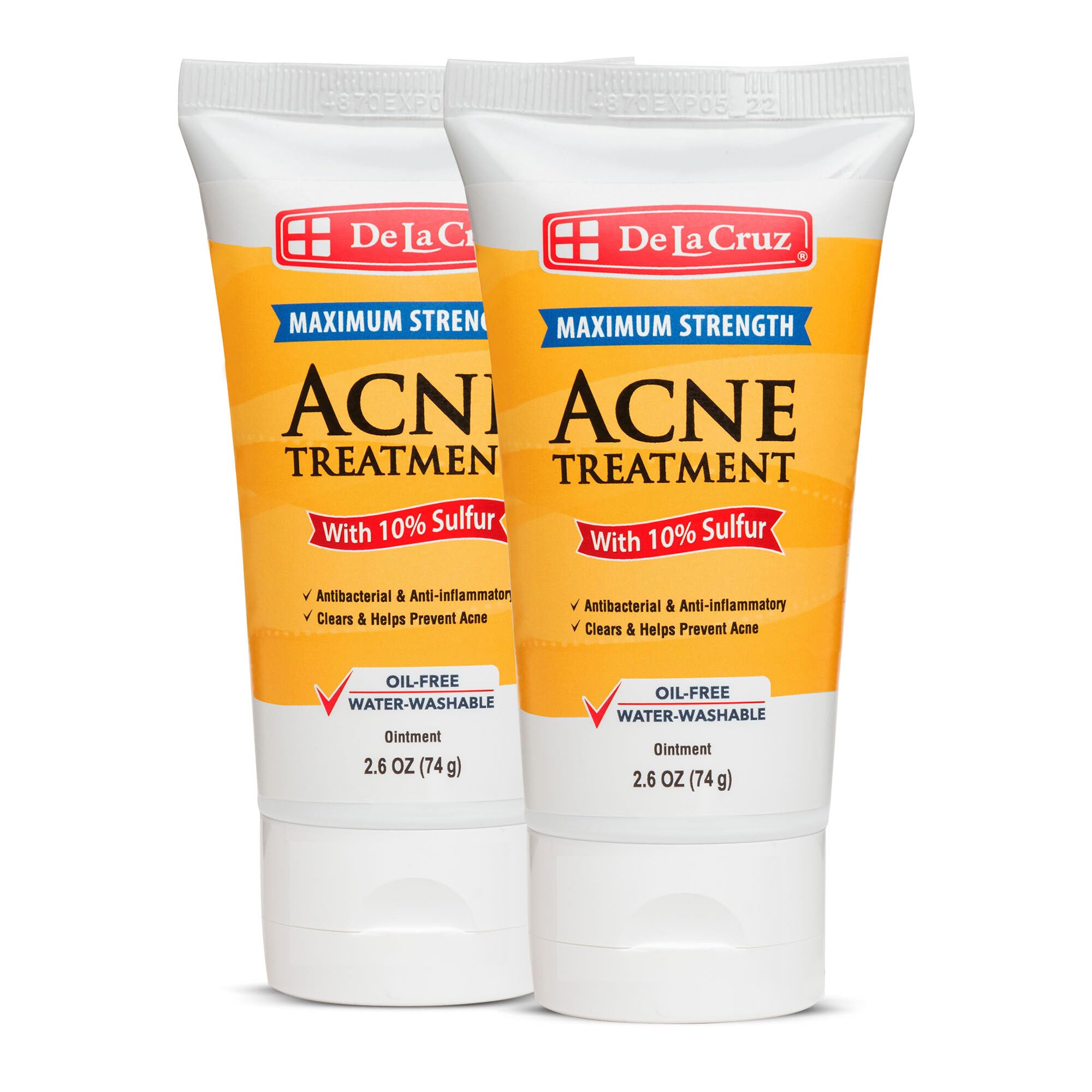 Ungüento de azufre 10% De La Cruz en botella, ideal para tratamiento del acné.