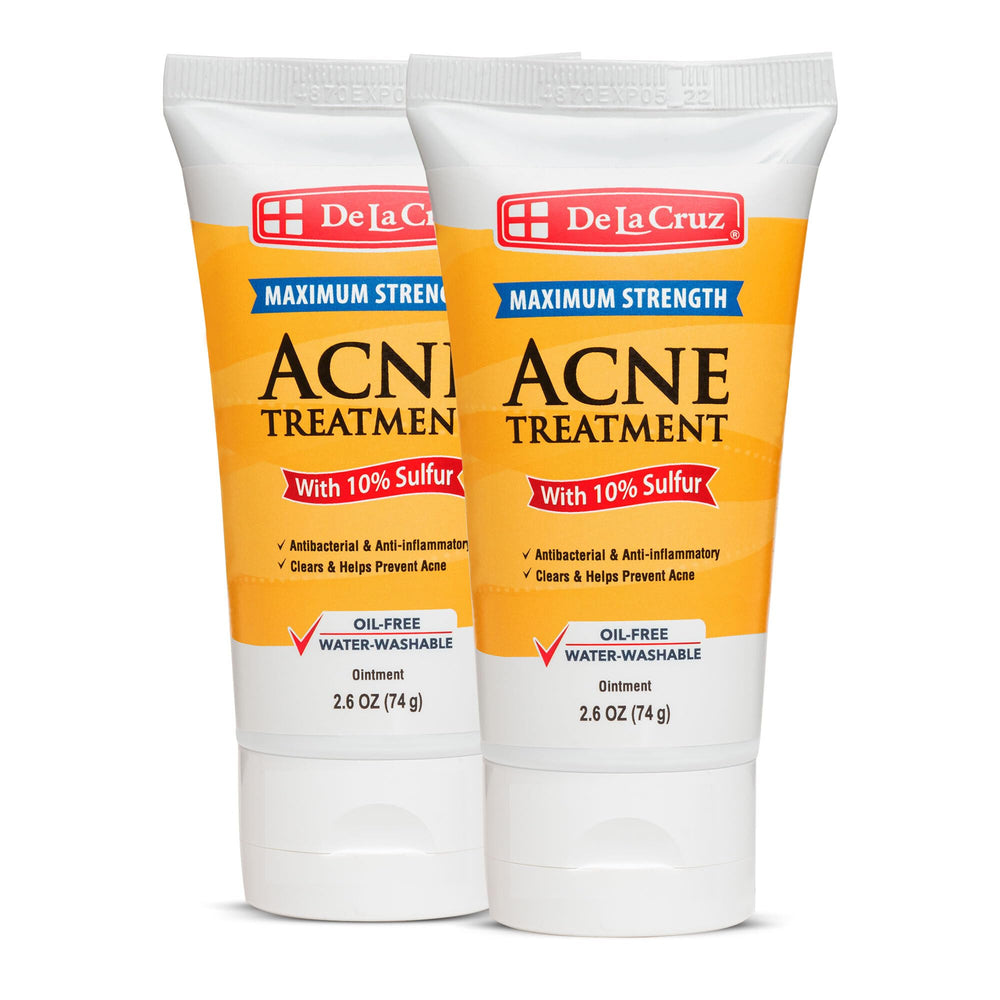 Ungüento de azufre 10% De La Cruz en botella, ideal para tratamiento del acné.