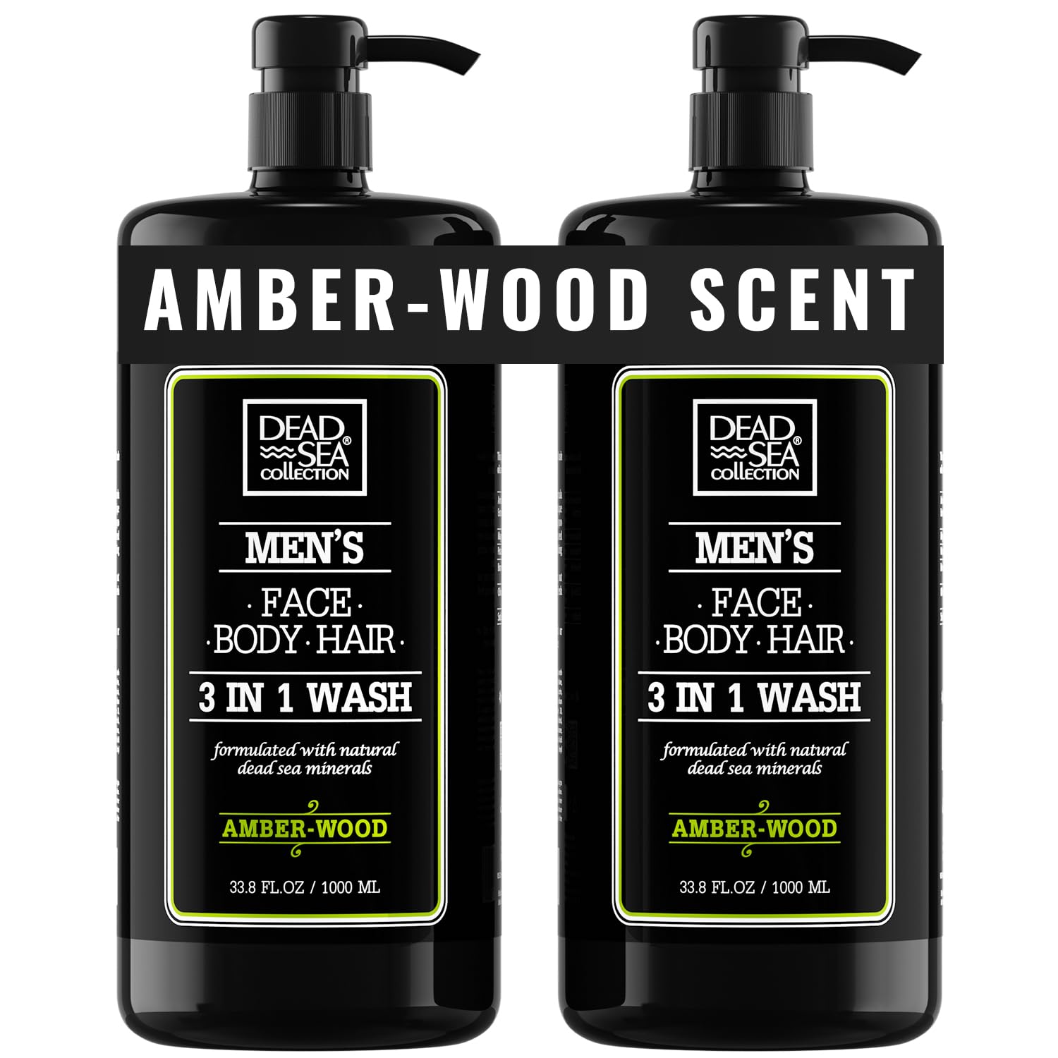 Dead Sea Collection Amber Wood bottle with pump enables easy one-handed use.