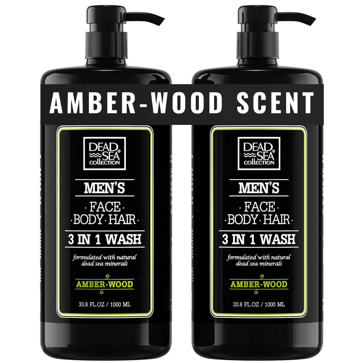 Dead Sea Collection Amber Wood bottle with pump enables easy one-handed use.