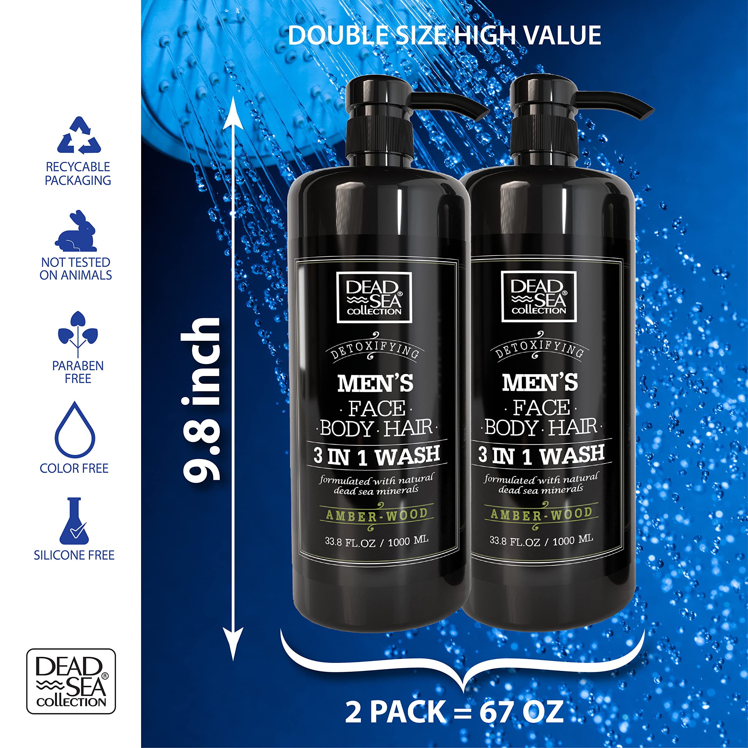 Two-pack Dead Sea Collection Amber Wood for extended use.