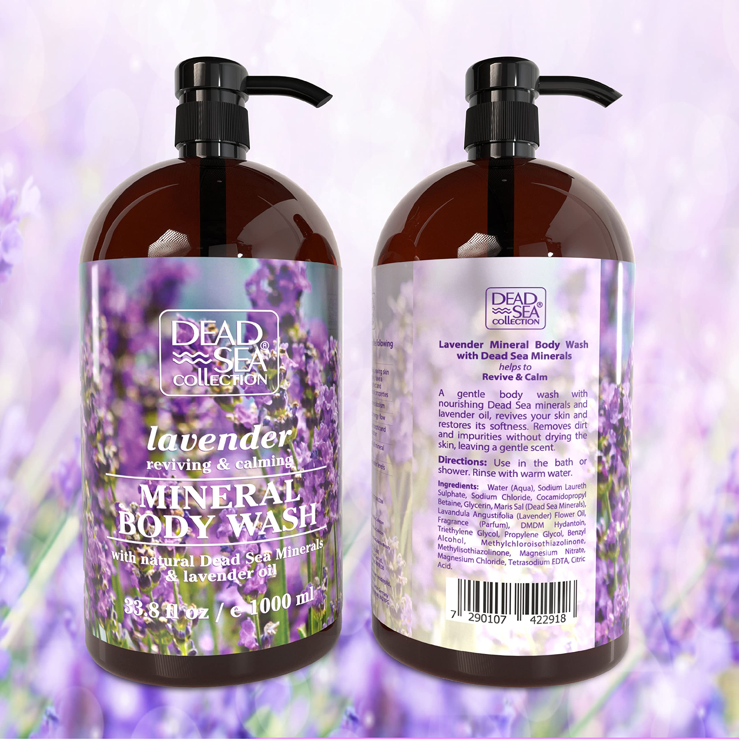 Dead Sea Collection Lavender scent in a cozy bathroom scene.