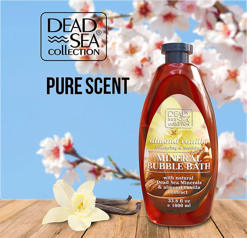 Dead Sea Collection bubble bath close-up of Dead Sea salt benefiting skin.