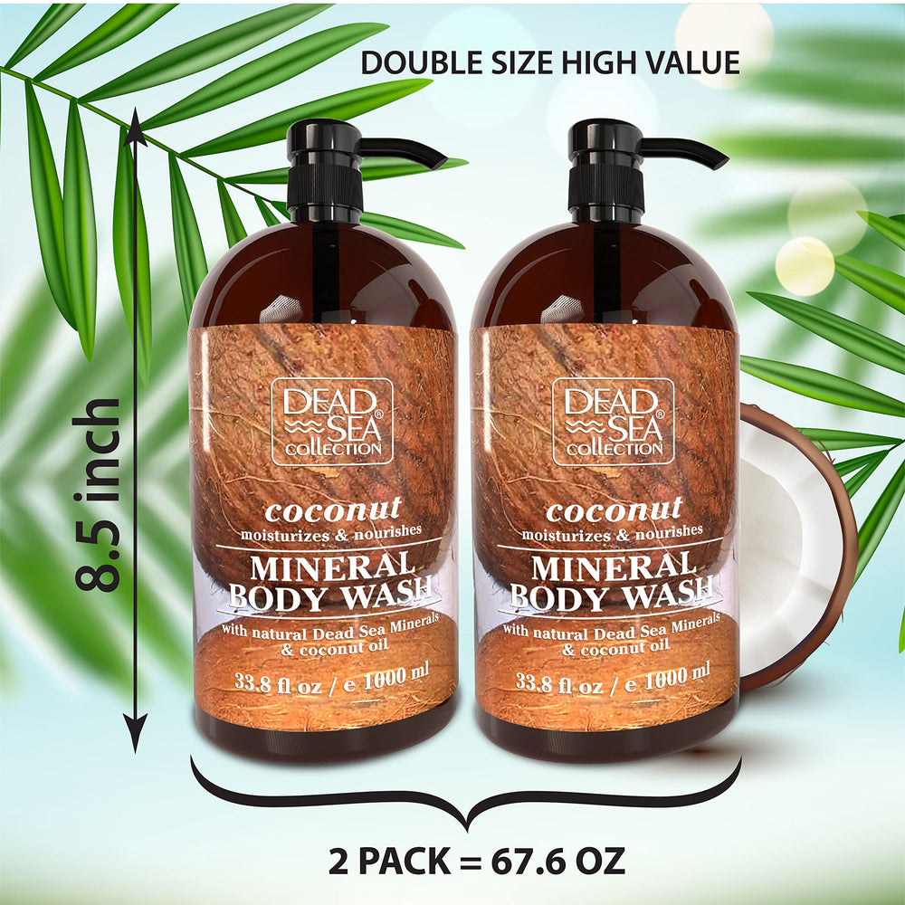 Label close-up showing minerals and coconut oil in Dead Sea Collection wash.