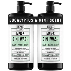 Dead Sea Collection Eucalyptus Mint body wash bottles front view for daily cleansing.