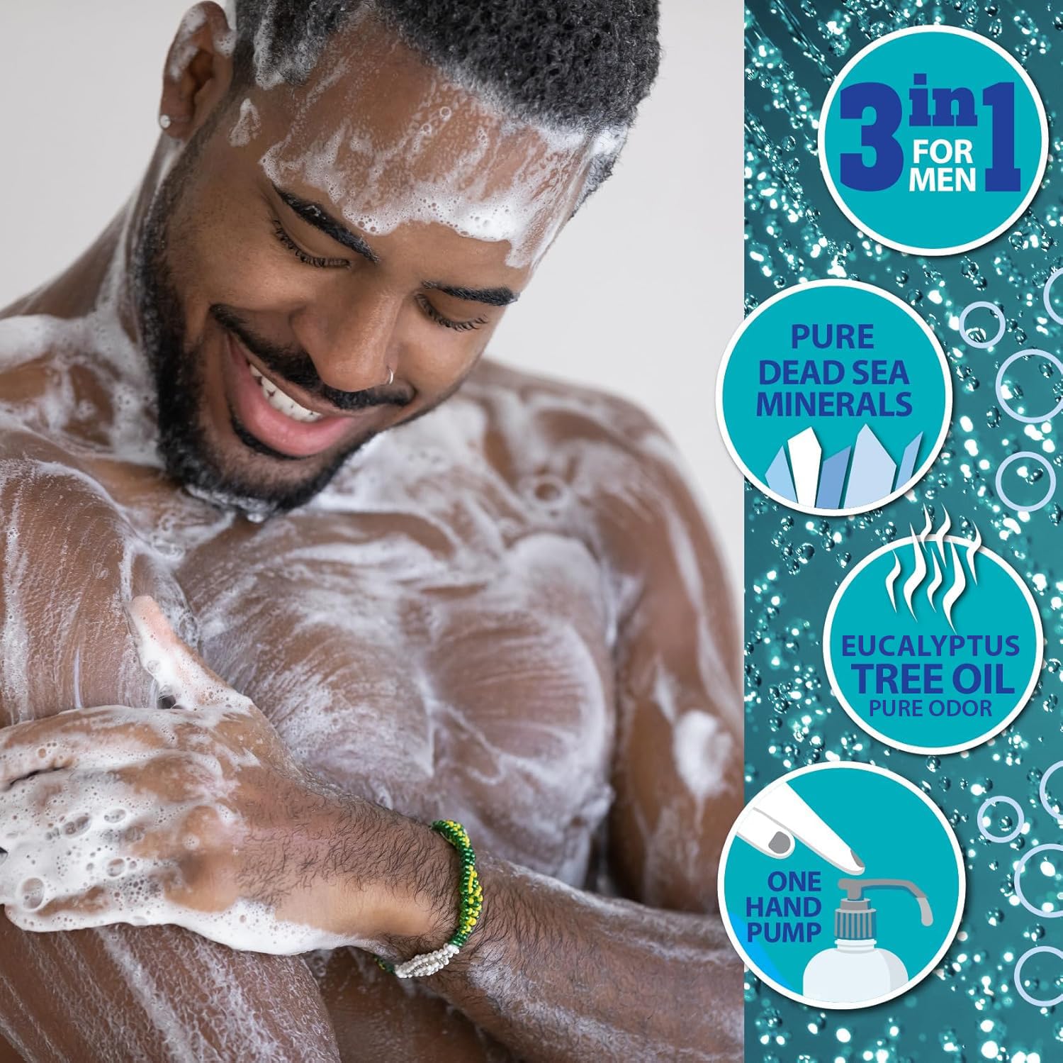 Dead Sea Collection Eucalyptus Mint wet skin action for balanced cleansing.