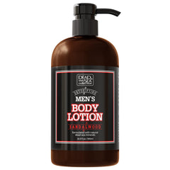 Loción Dead Sea Collection para hombres con botella de tamaño 16.9 oz, hidratación profunda gracias al sándalo.