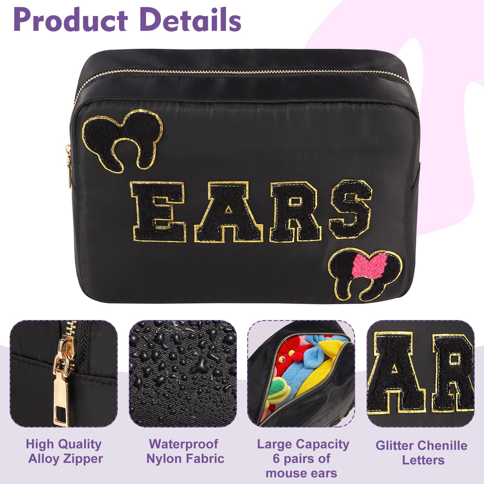 Dealkion bag open reveals roomy interior for headbands and accessories.