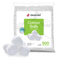 Dealmed cotton balls bulk pack front view in resealable bag for easy storage