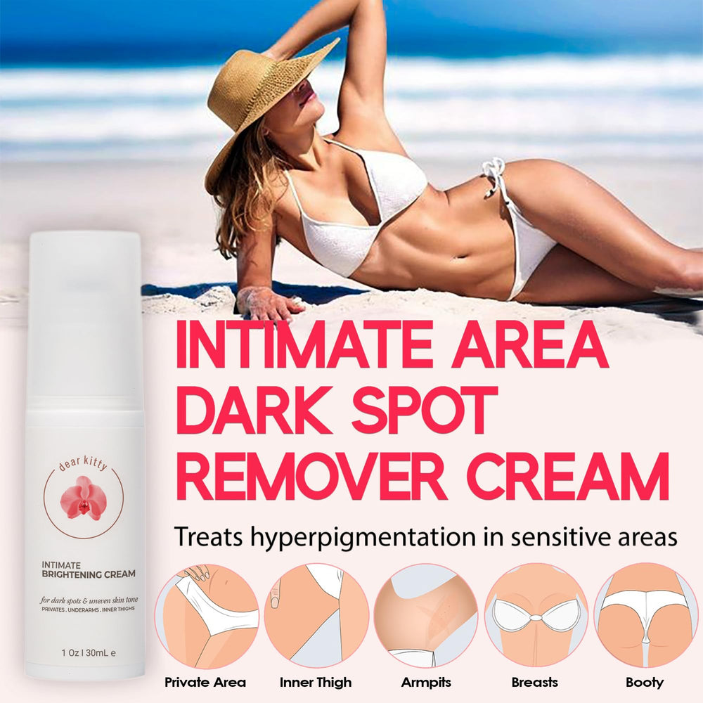 Dear Kitty Dark Spot Cream on bikini line area for clearer skin tone.