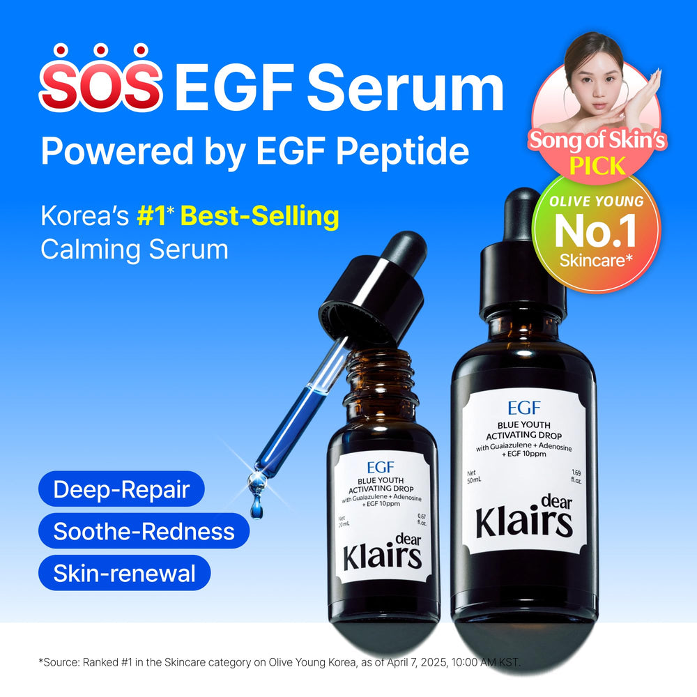 Dear Klairs EGF Serum application on skin showing quick absorption