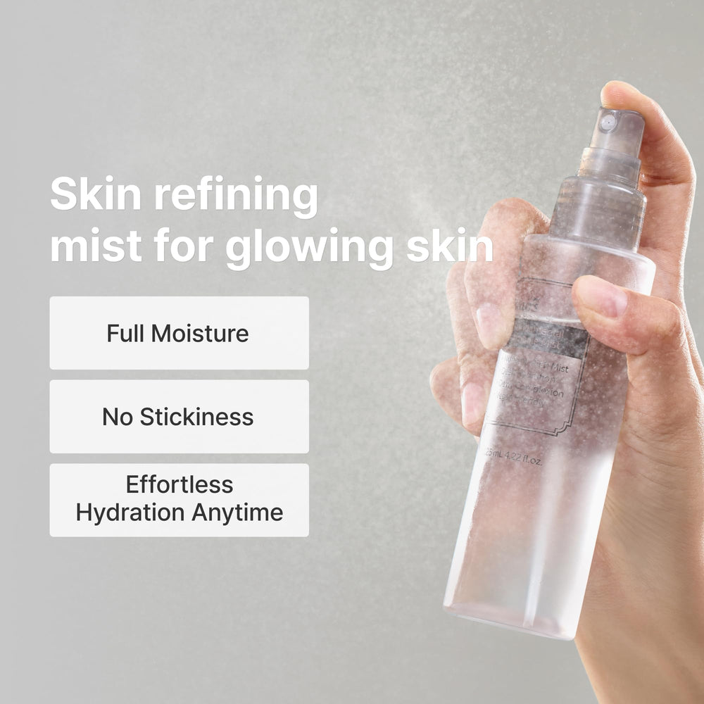 DearKlairs Fundamental Ampoule Mist, niebla-fina; acabado luminoso sin grasa.