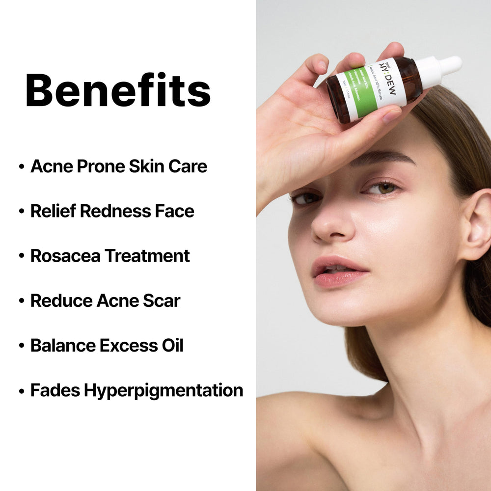 DearMYDEW Serum Azelaico 10% muestra absorción rápida para rutina diaria.