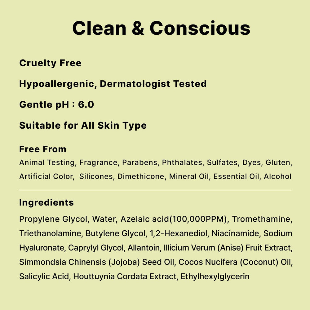 DearMYDEW Serum Azelaico 10% reduce manchas oscuras y mejora claridad.