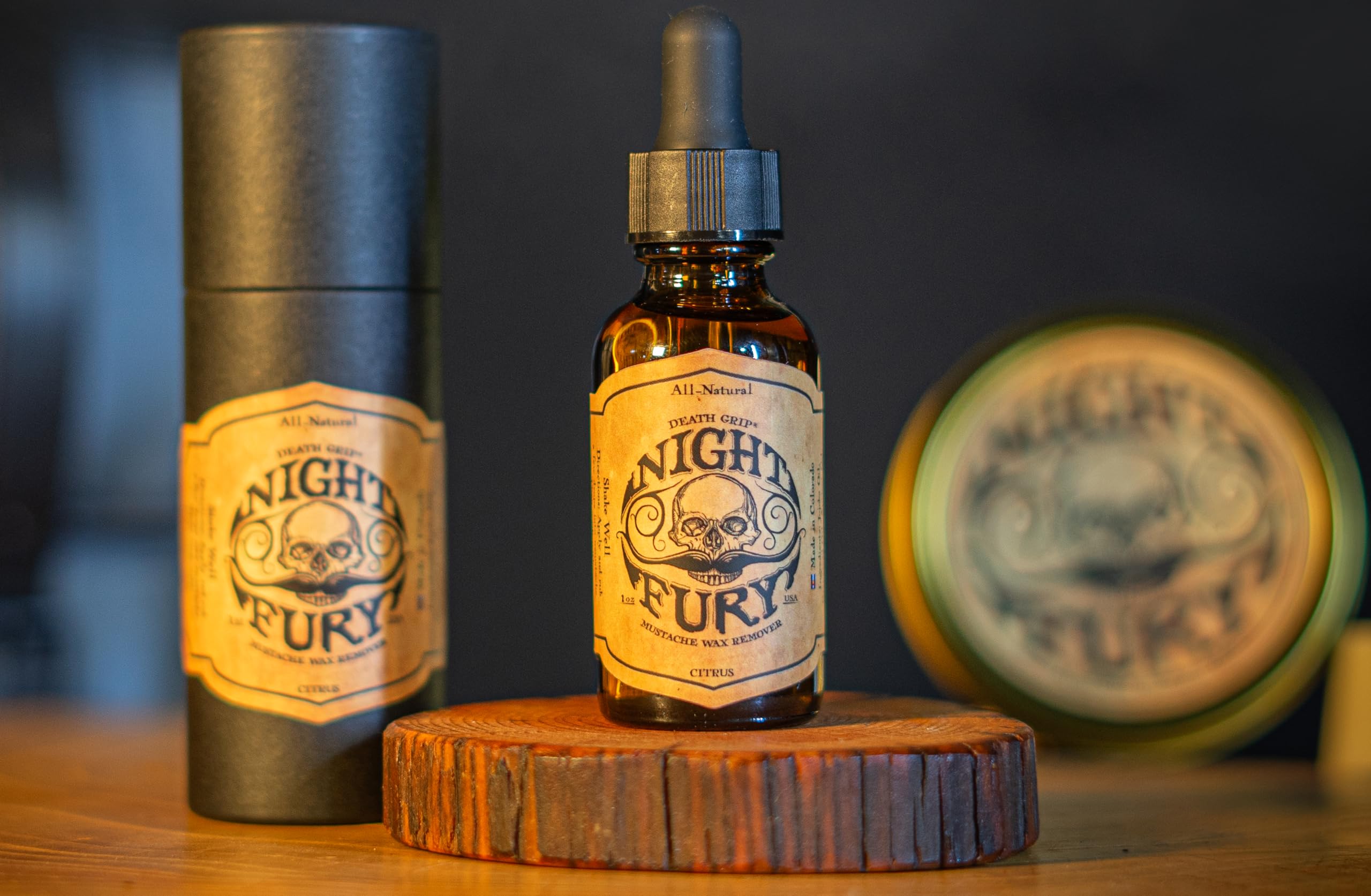 The Vintage Grooming Co Night Fury Oil dropper for precise, gentle cleanup.