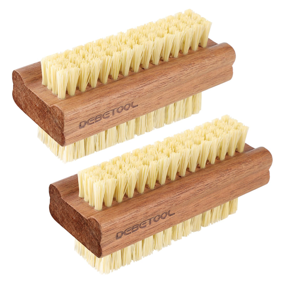 DEBETOOL Acacia nail brush double-sided for thorough under-nail cleaning.