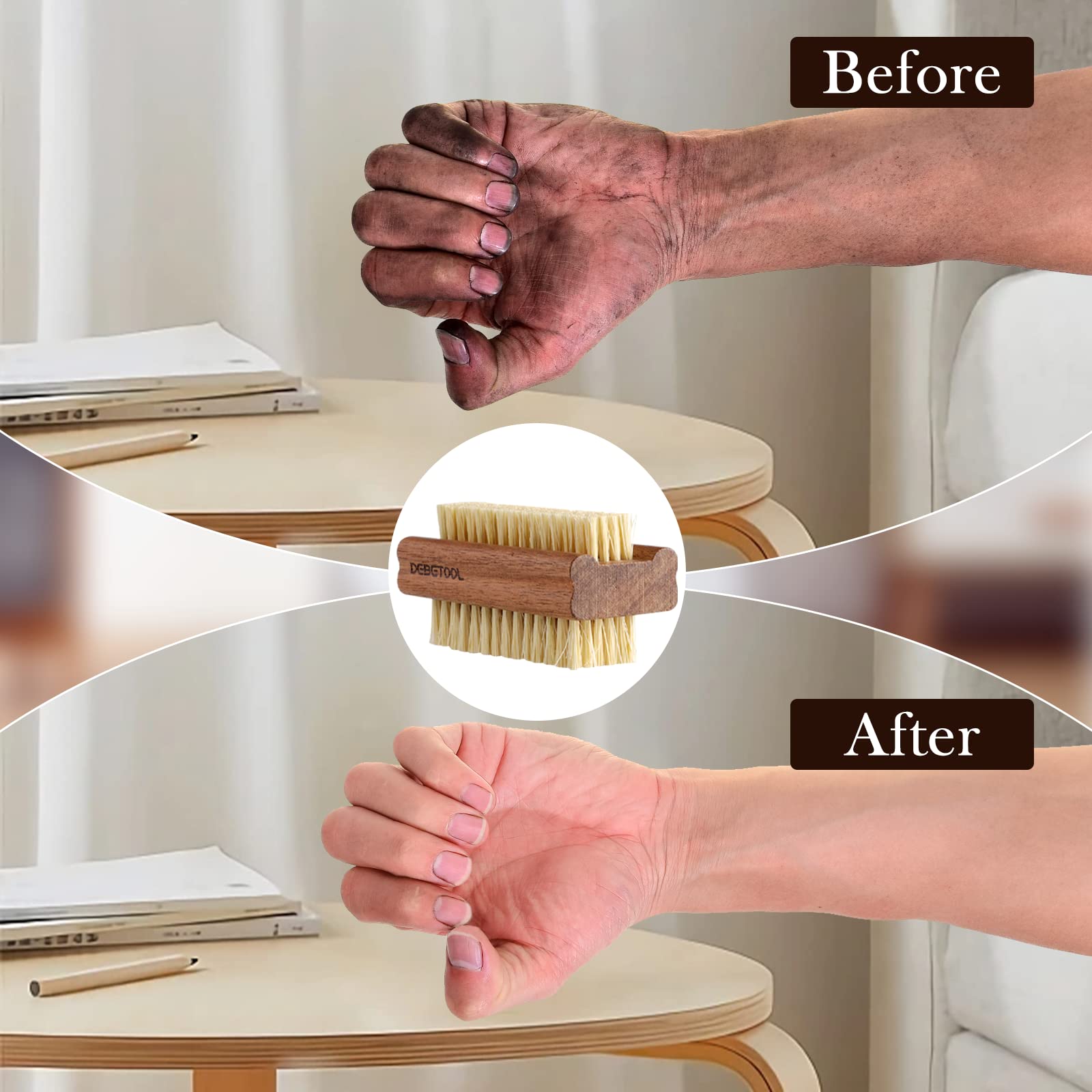 DEBETOOL Acacia nail brush made from eco-friendly materials for sustainable care.