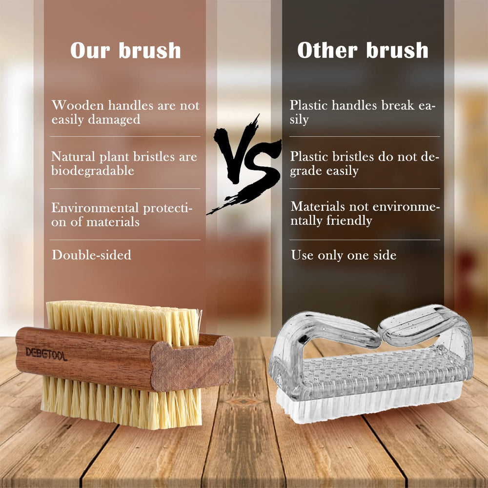 DEBETOOL Acacia nail brush in travel size for hygiene on the go.