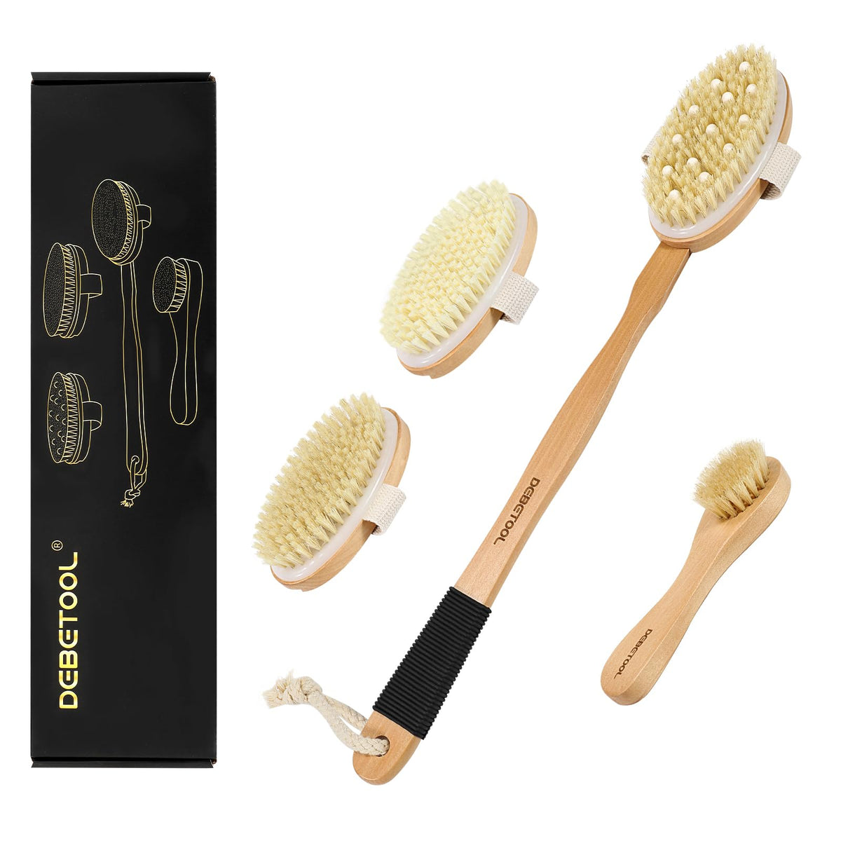 DEBETOOL Dry Brush Set con cabeza suave para rostro, exfoliación delicada.
