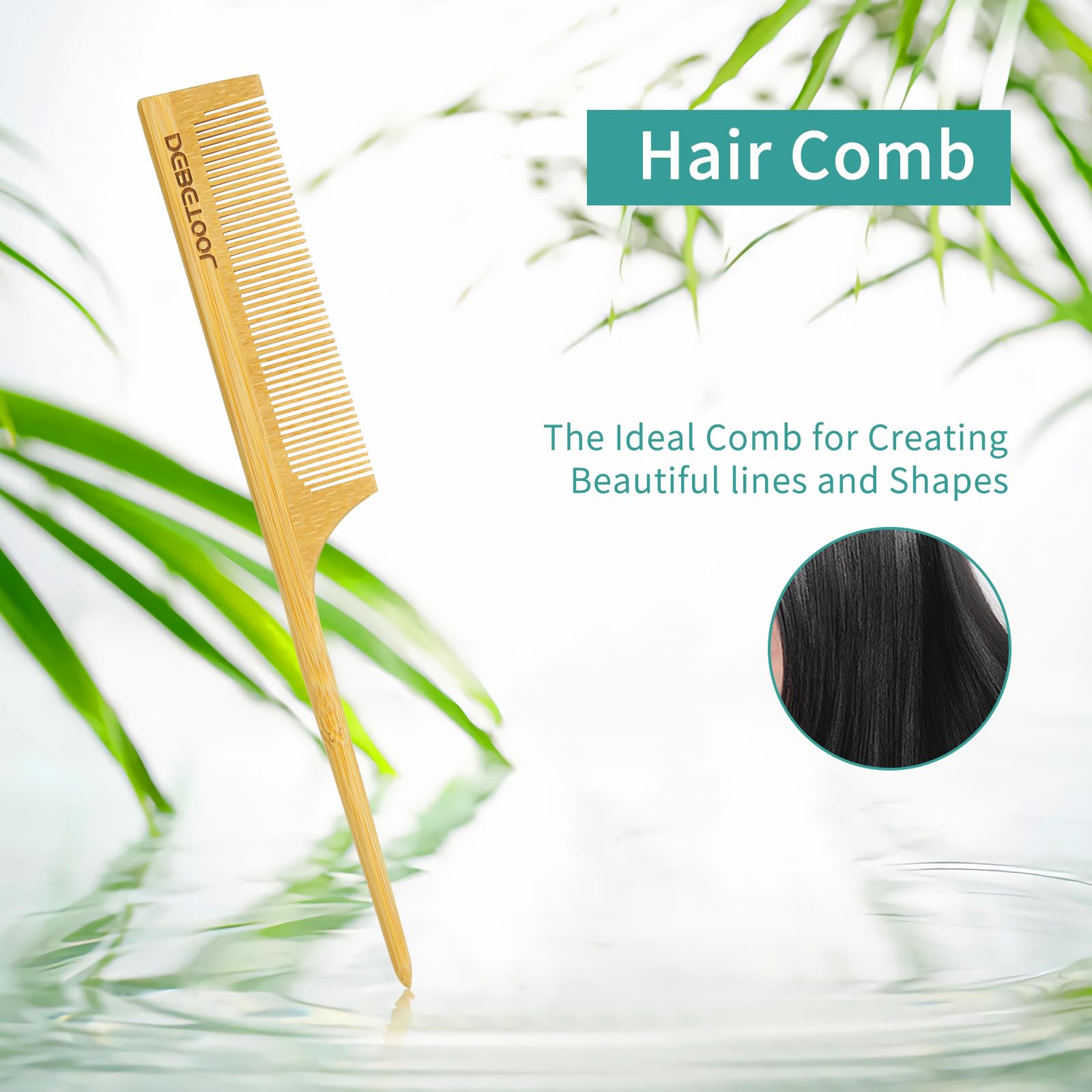 DEBETOOL ergonomic bamboo handle offers comfortable grip during styling sessions.