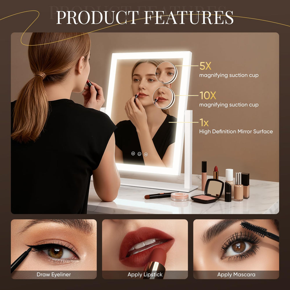 DECADENCE vanity mirror 360-degree rotation for versatile viewing angles