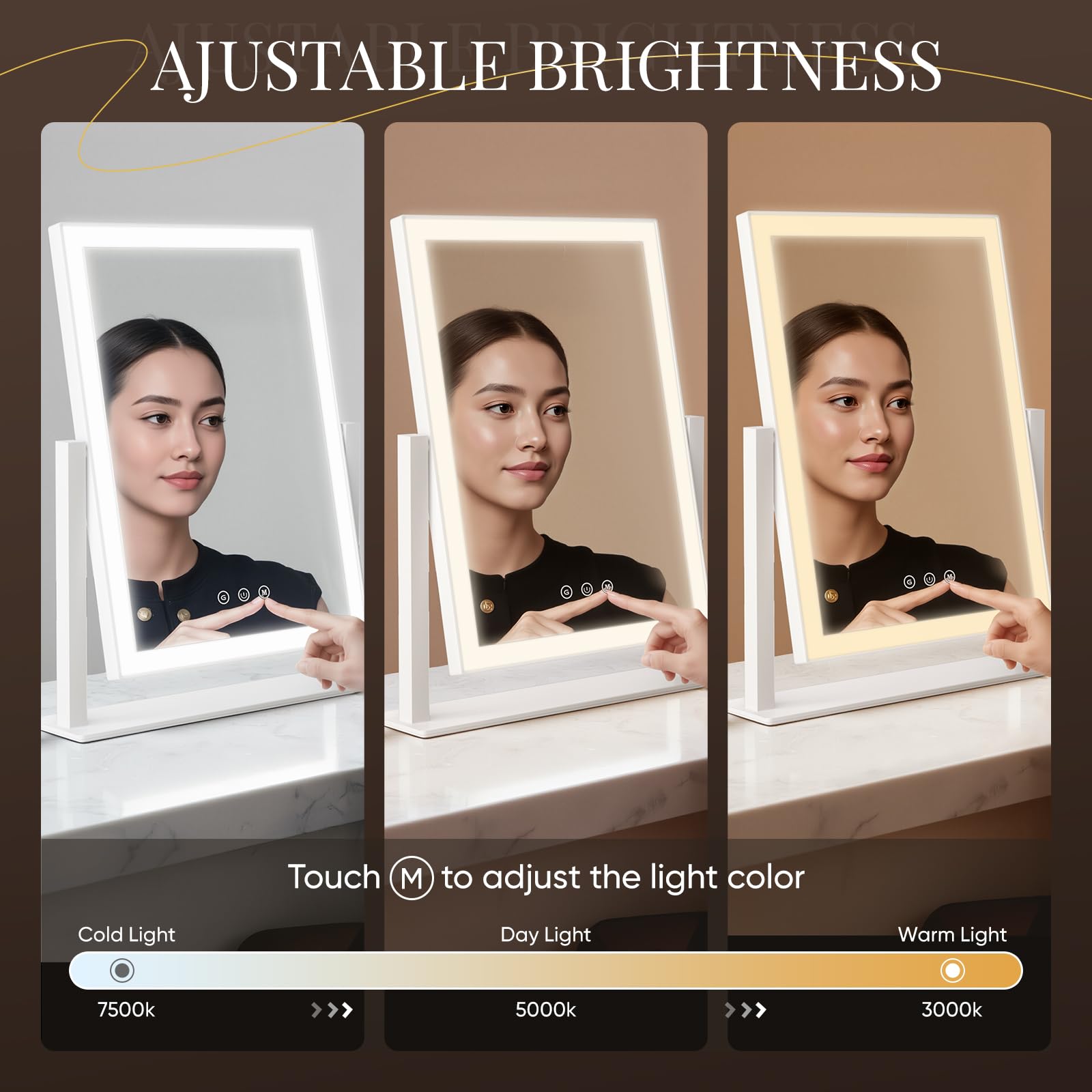 DECADENCE vanity mirror detachable 10X magnifier highlights fine makeup details