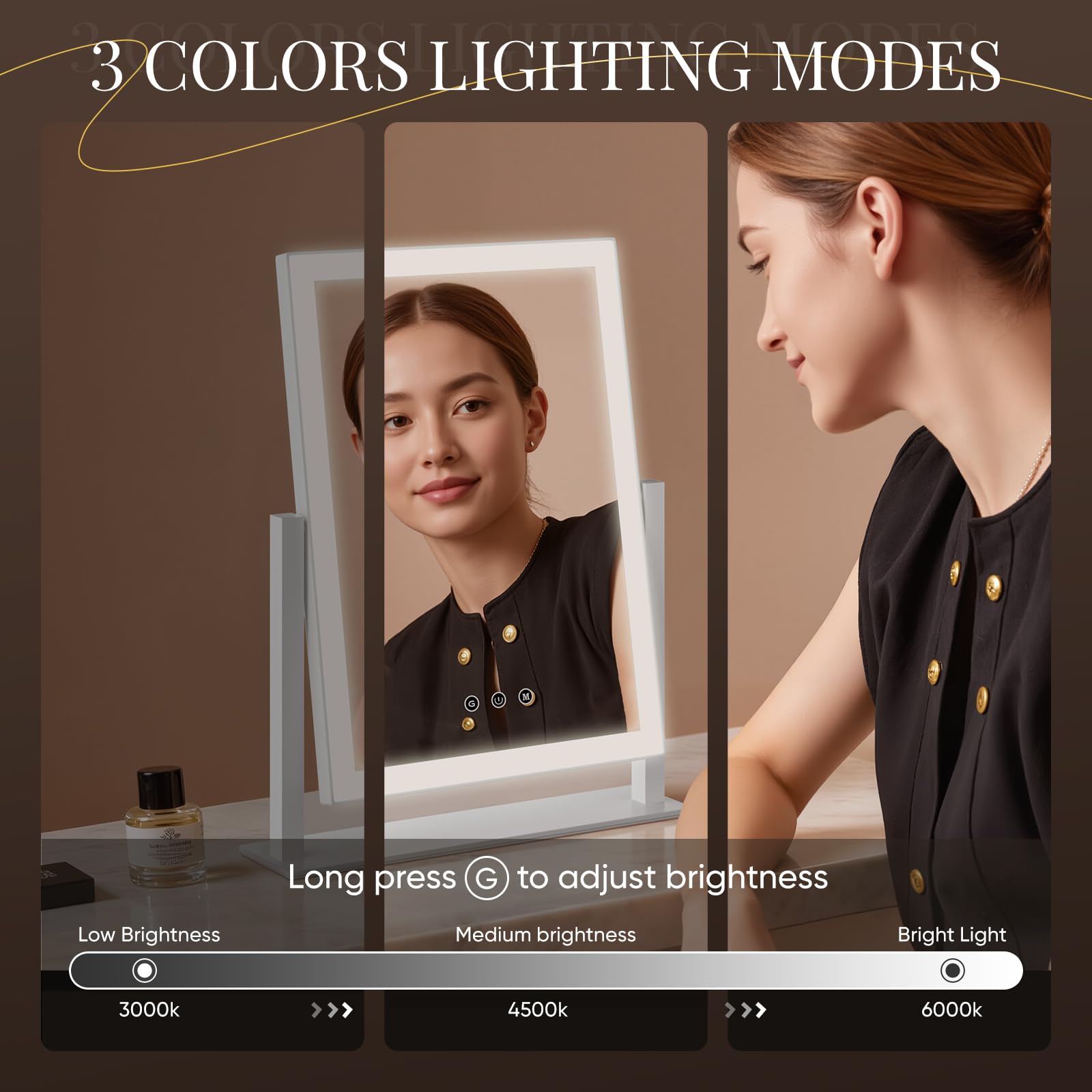 DECADENCE vanity mirror detachable 5X magnifier for precise touch-ups