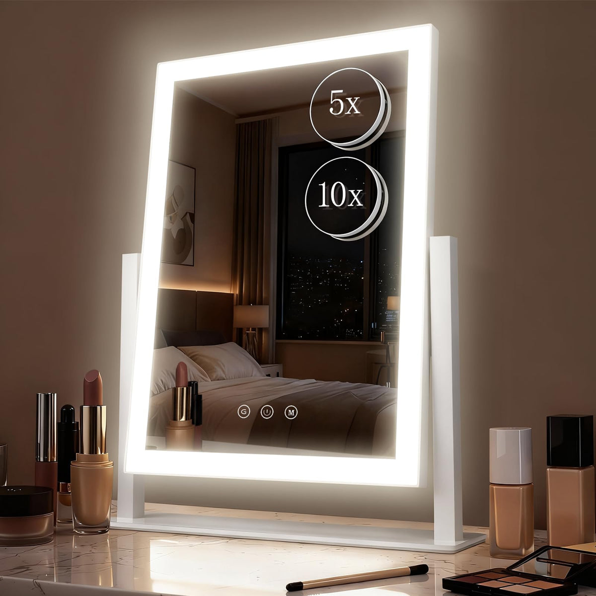 DECADENCE vanity mirror main 17.3-inch glass for true reflection and even lighting