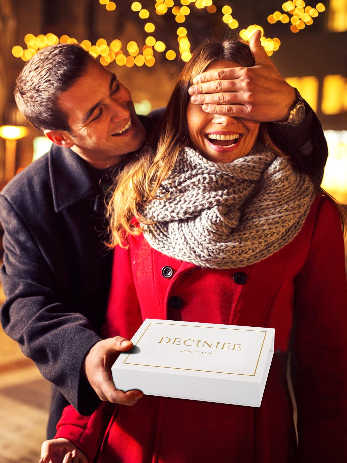 Deciniee pink gift box with jade set, a thoughtful skincare gift.