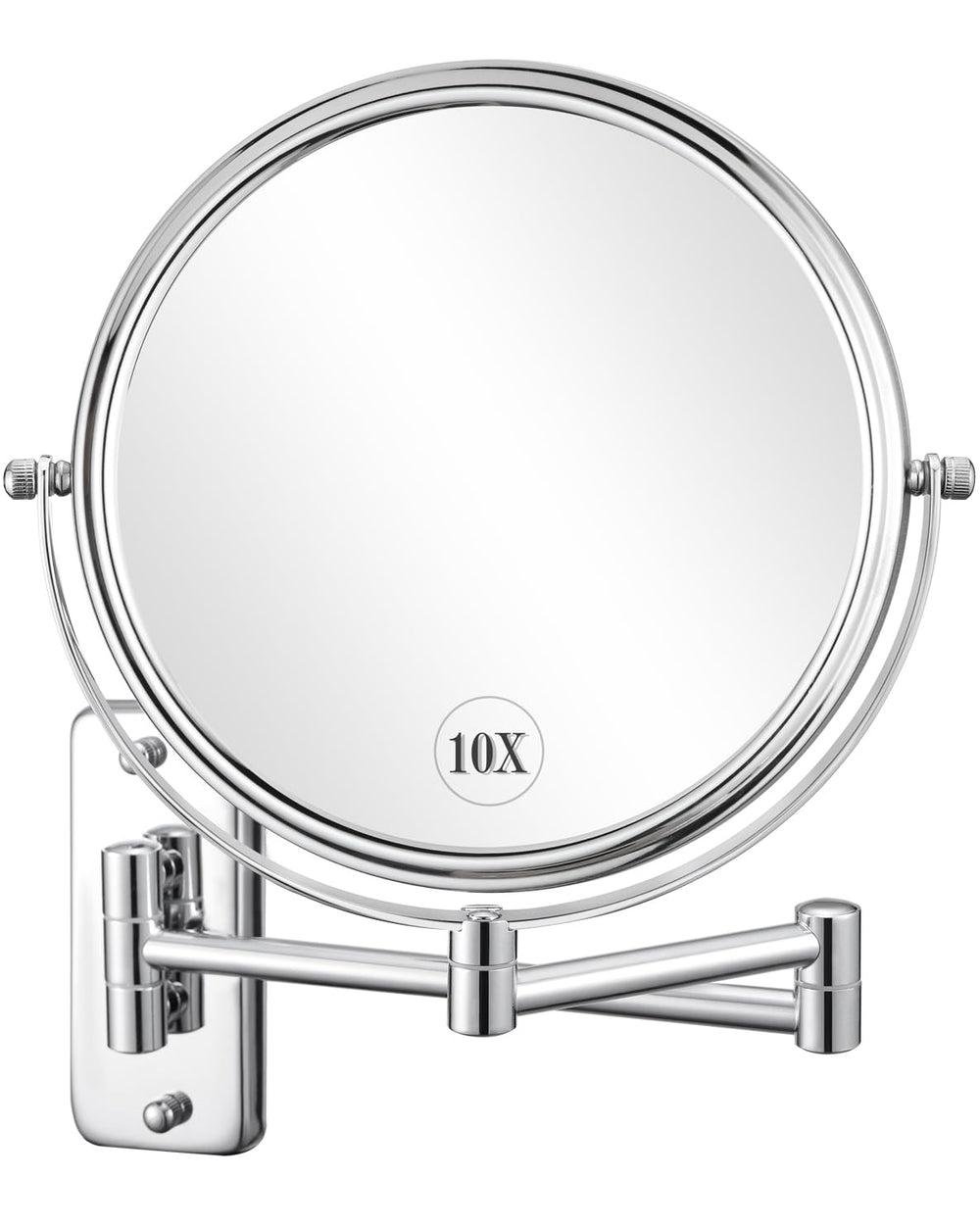 DECLUTTR 8-inch wall-mounted magnifying mirror with 10x detail for makeup.