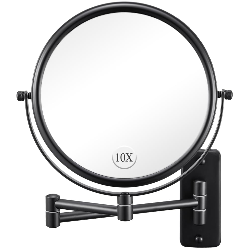DECLUTTR wall mounted mirror with 1X and 10X magnification for precise makeup application