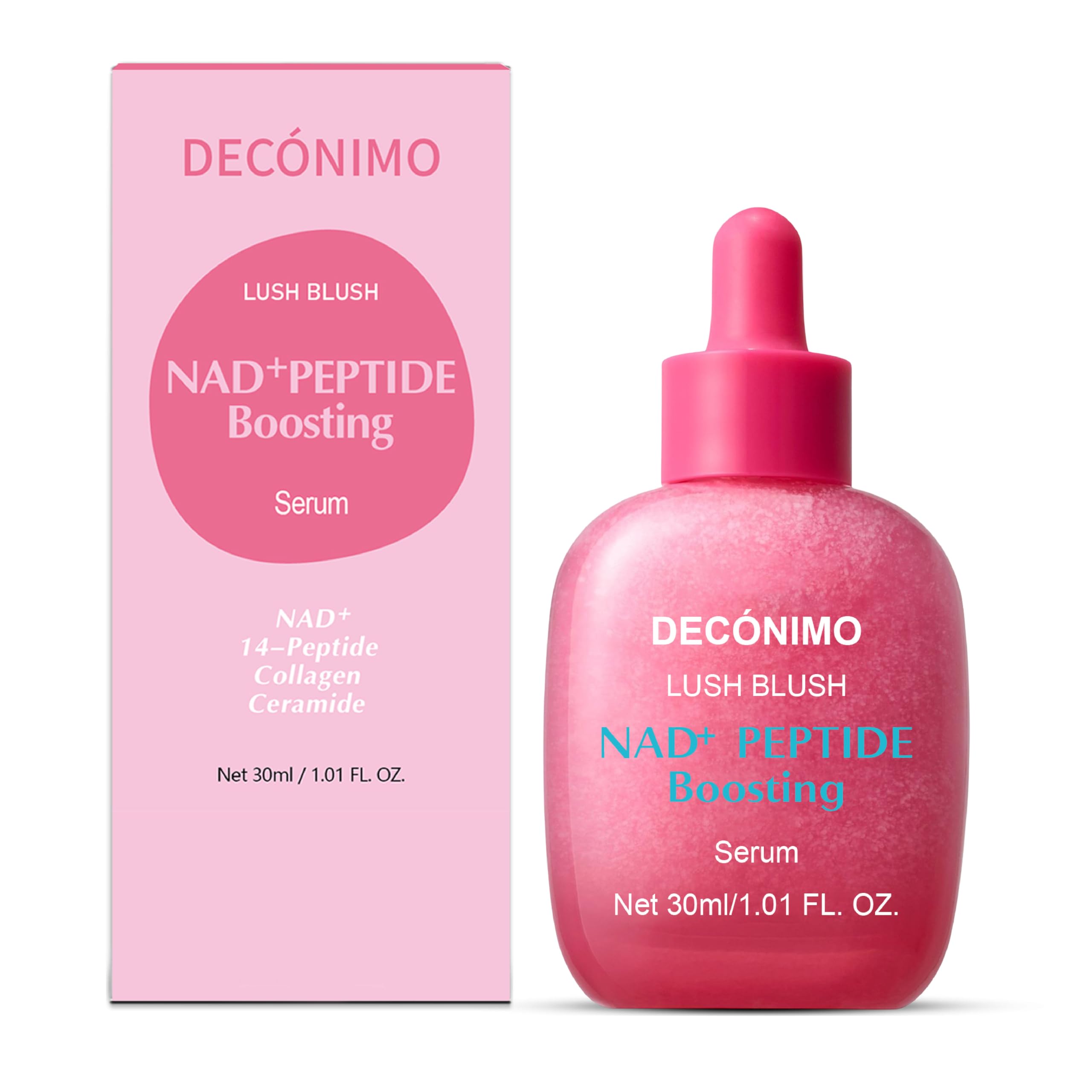 DECÓNIMO NAD+ suero en botella, expresión de energía para la piel y hidratación.