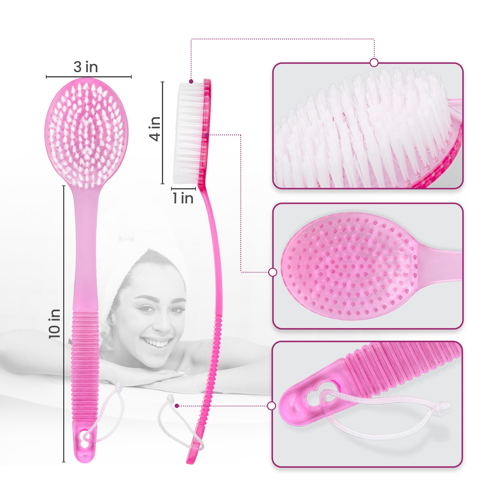 DecorRack pink shower scrubber for whole-body cleansing in the shower.