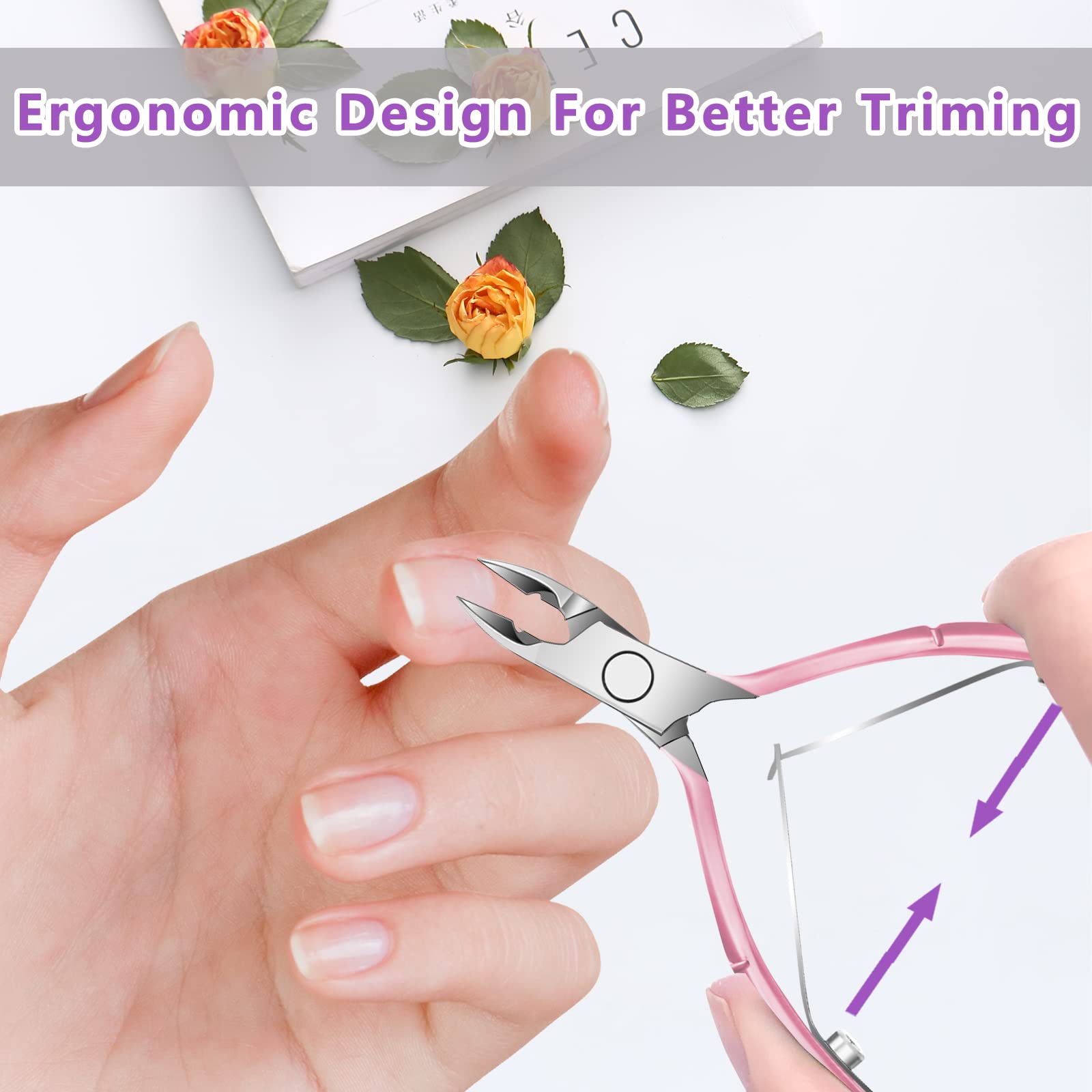 Decute cuticle pusher curved flat end for smooth skin back push