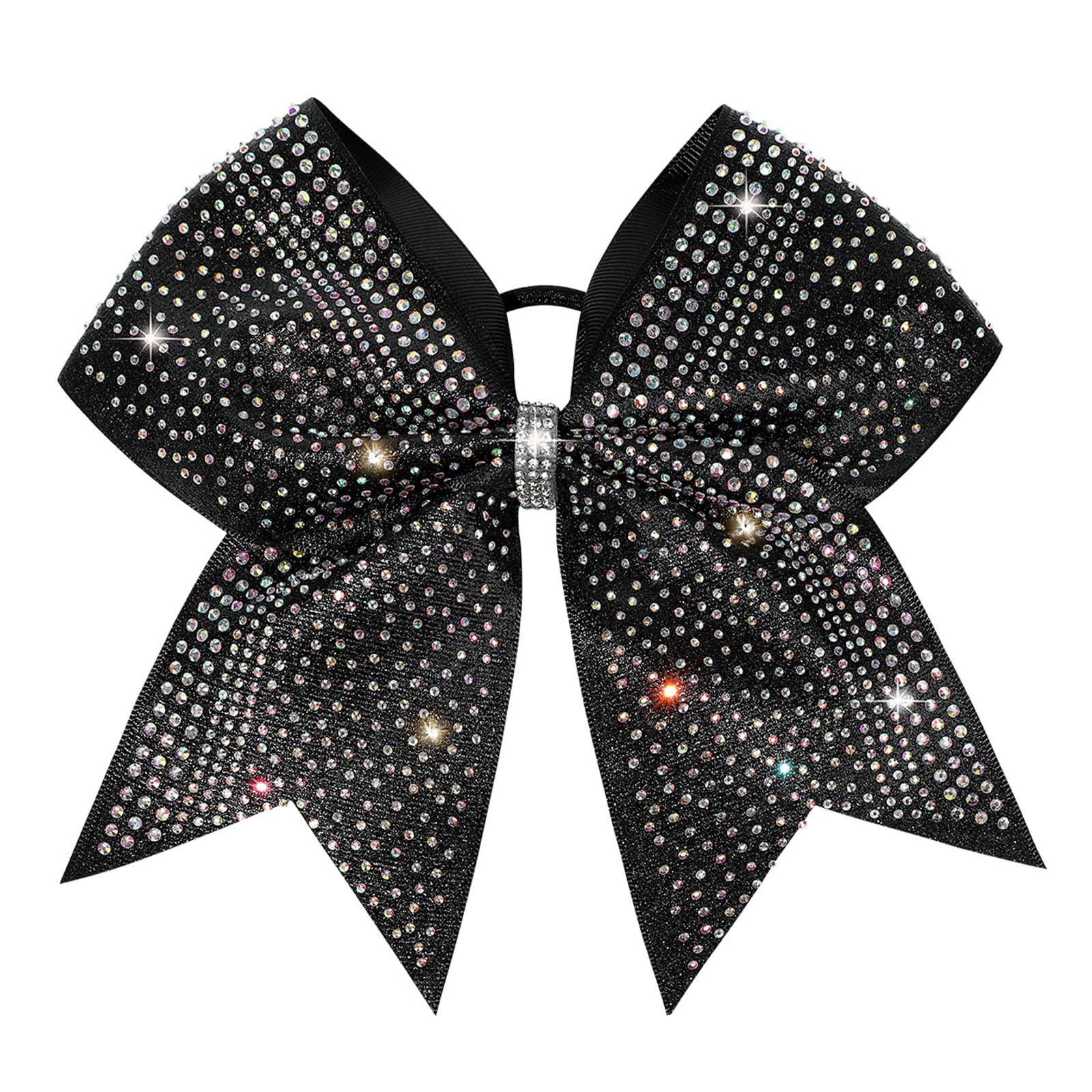 DEEKA glitter cheer bow on black ribbon, ideal for competitions and practice