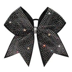DEEKA glitter cheer bow on black ribbon, ideal for competitions and practice