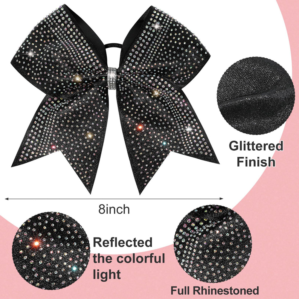 8-inch bow with wrapped elastic band ensures secure fit during routines