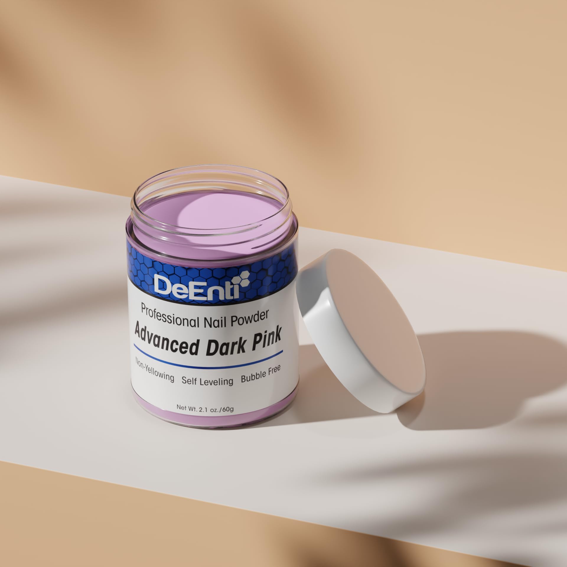 DeEnti polvo acrílico duradero para sesiones de salón prolongadas.
