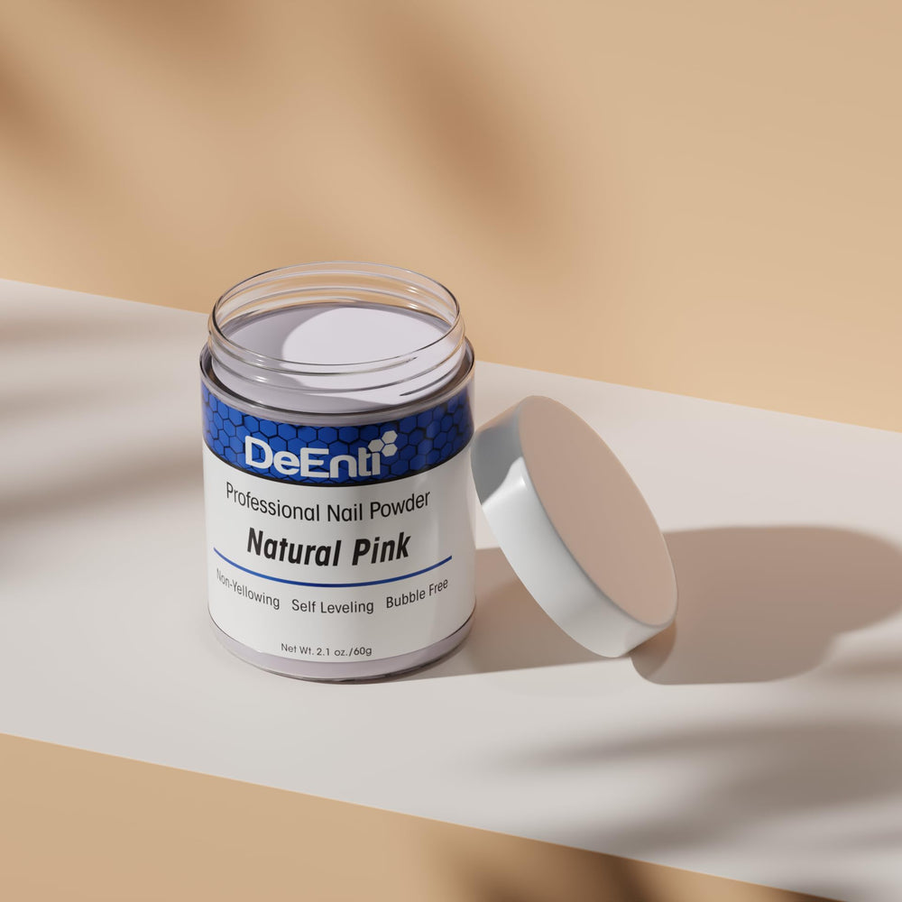 DeEnti polvo acrilico acabado cristal para uñas transparentes y definidas.