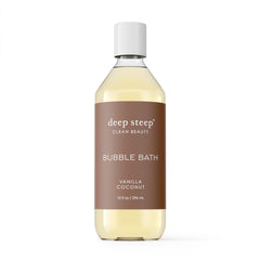 Deep Steep Bubble Bath Vanilla Coconut, botella de burbujas para relajación y cuidado de la piel