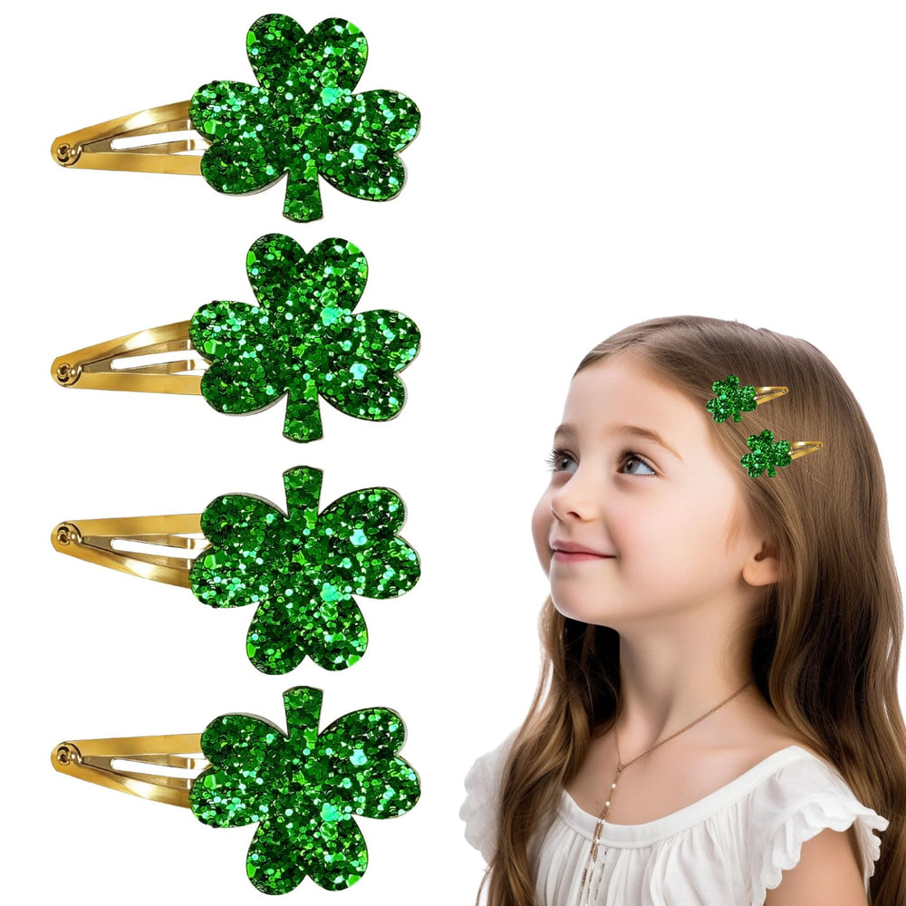 Pinza DeepSexual para cabello con trébol brillante, ideal para peinados seguros y festivos.