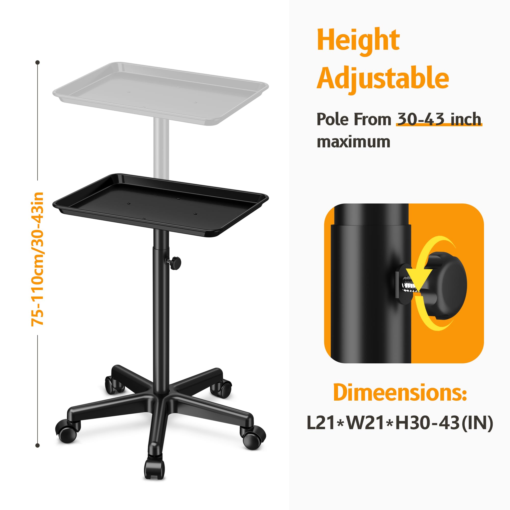 DEER BEAUTY salon tray height adjustment knob enables quick ergonomic setup.