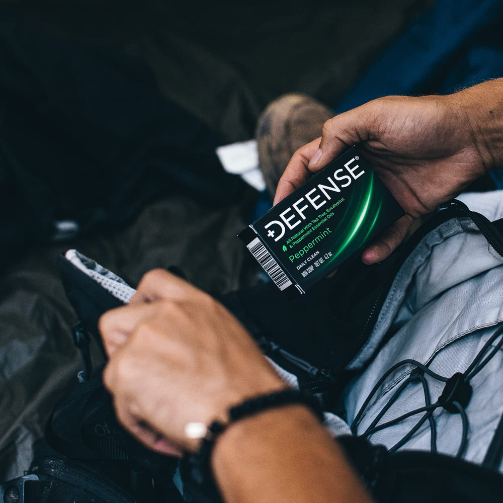 Defense Soap athlete-use scene illustrating post-workout cleansing benefits