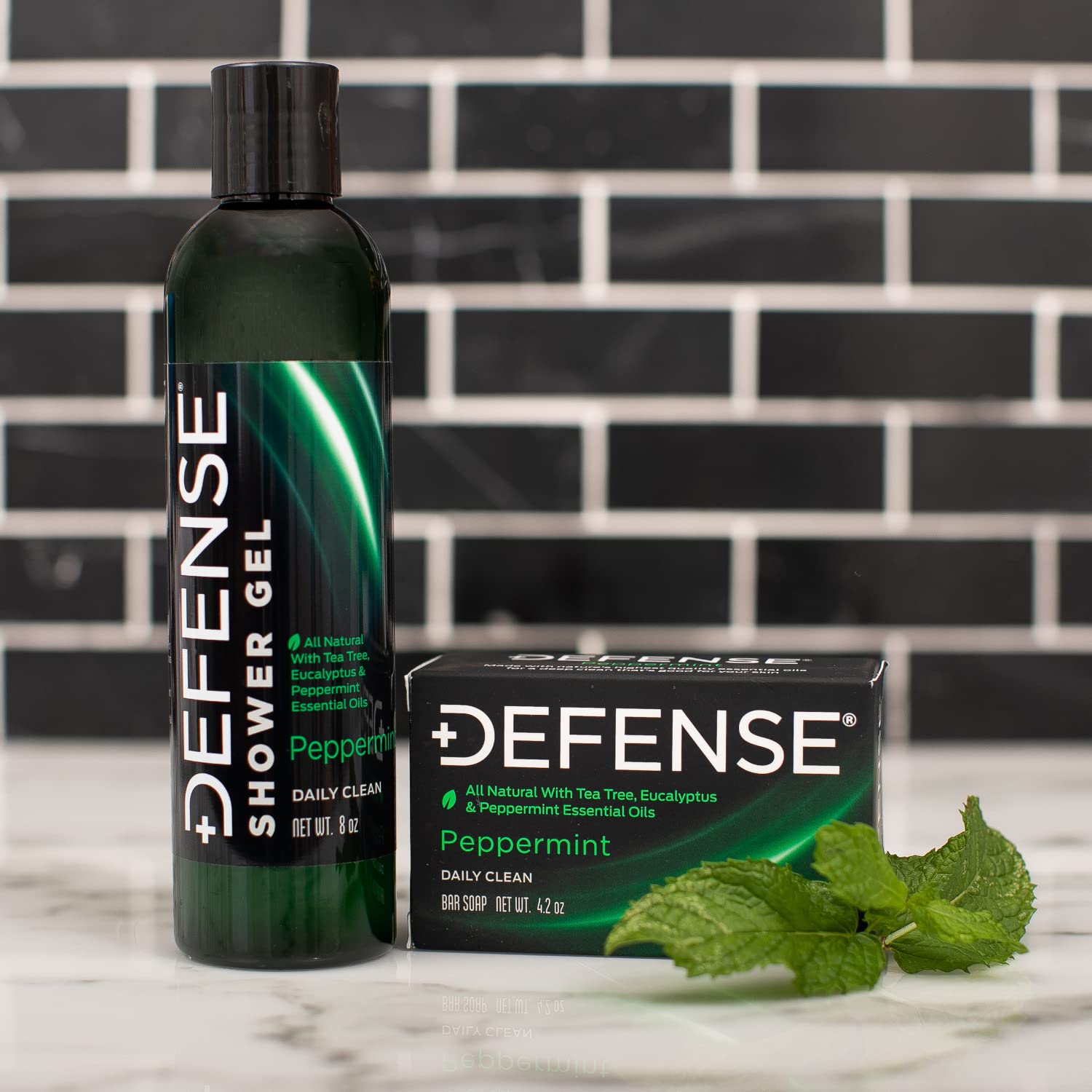 Defense Soap bar resting on damp hands signaling easy cleansing