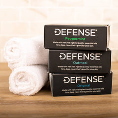 Defense Soap conjunto regalo tres barras, variedad natural para la higiene.